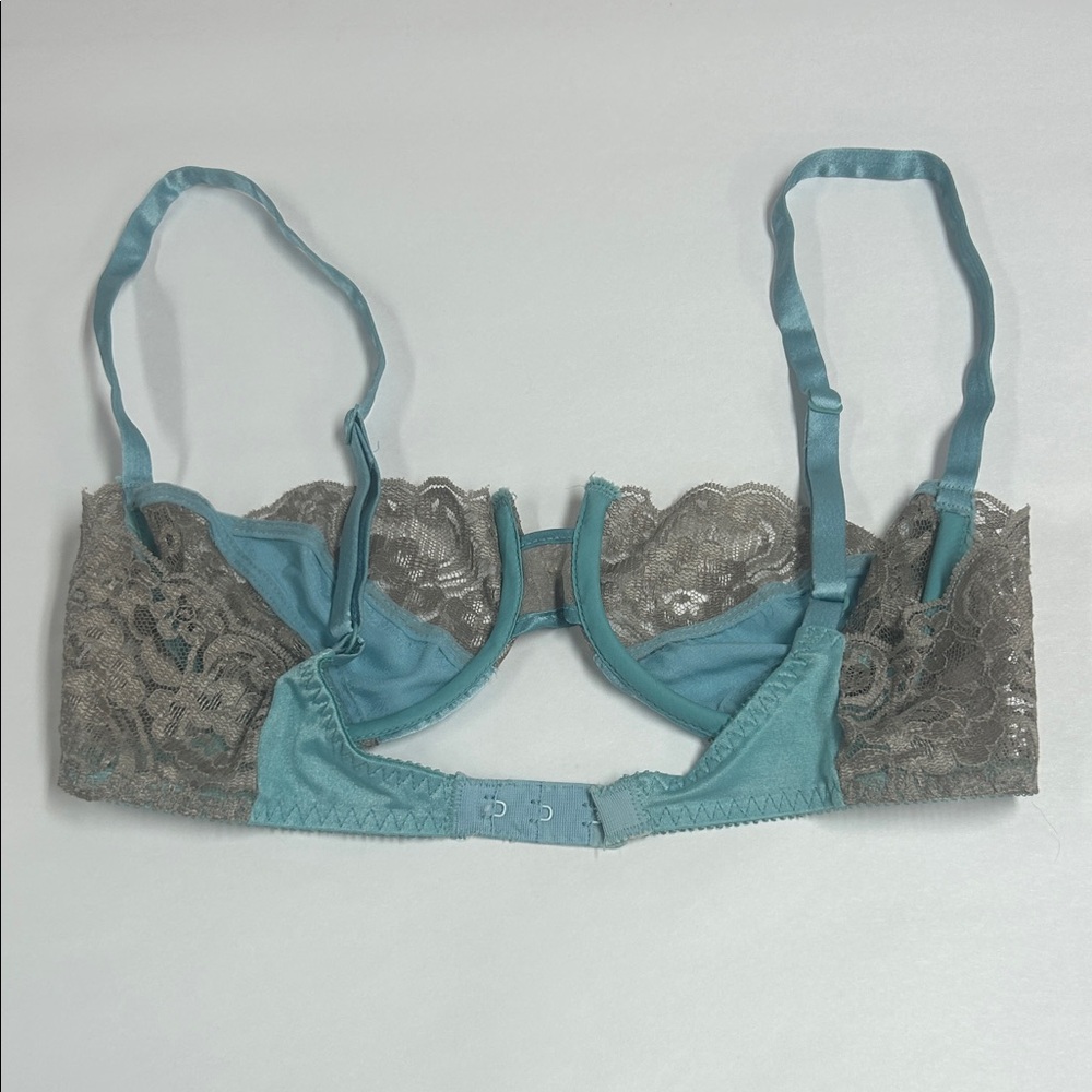 Dior Lace Trim Bra in Teal and Gray - Picture 4 of 6